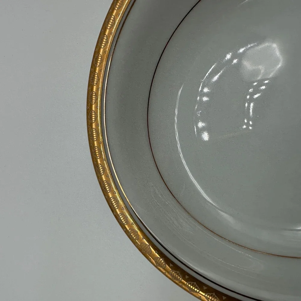 Noritake Richmond 6124 Fruit Bowls Gold Encrusted Rim White China Japan Set of 2